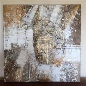 Buddha Painting in white and gold